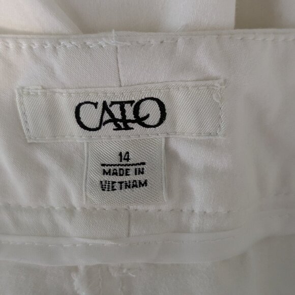 CATO White Lightweight Stretch Cotton Mid-Rise Bootcut Pants; Size 14 - Picture 3 of 5